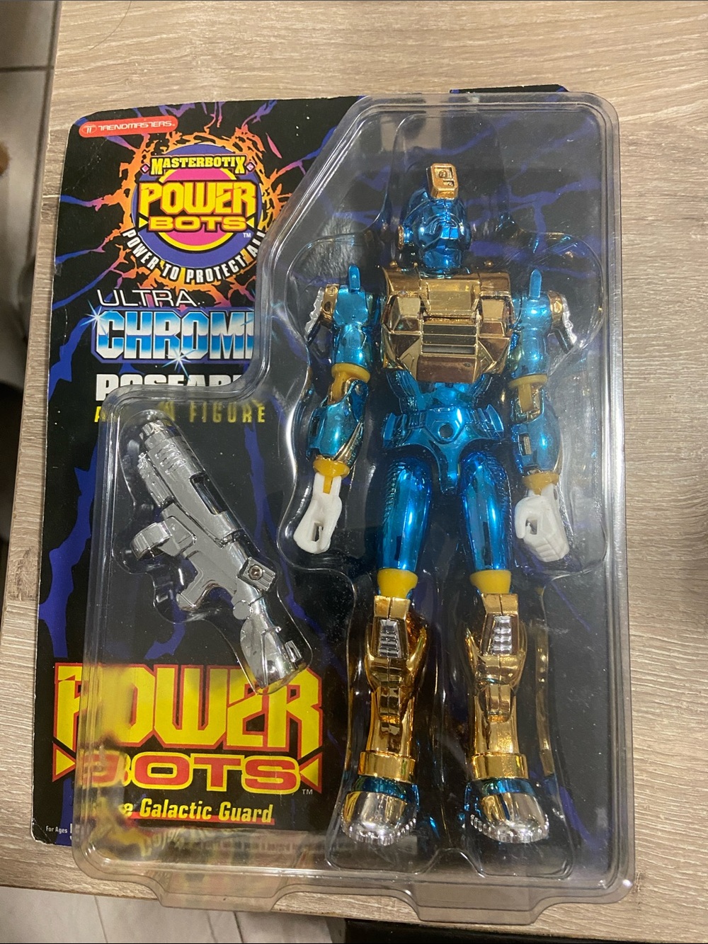 1994 Trendmasters Masterbotix POWER BOTS Ultra Chrome 8" Figure Steely Blu